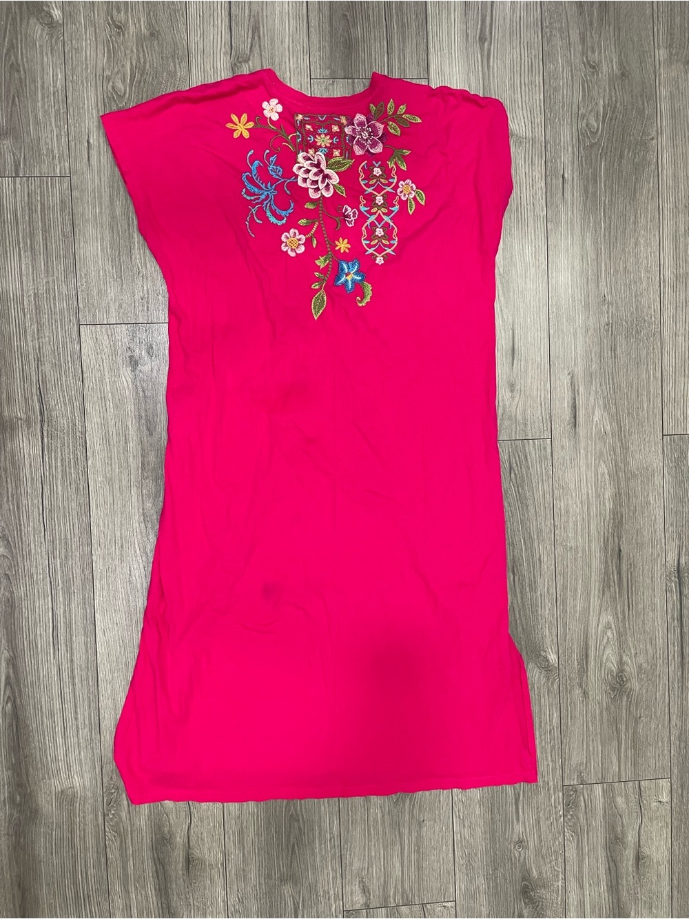 Johnny Was Fuchsia Embroidered SHERI RELAXED KNIT DRESS Maxi L - Picture 6 of 6